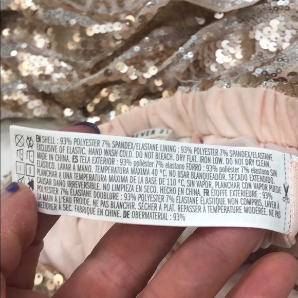 Blush & silver sequin pull on pants S - Picture 5 of 6